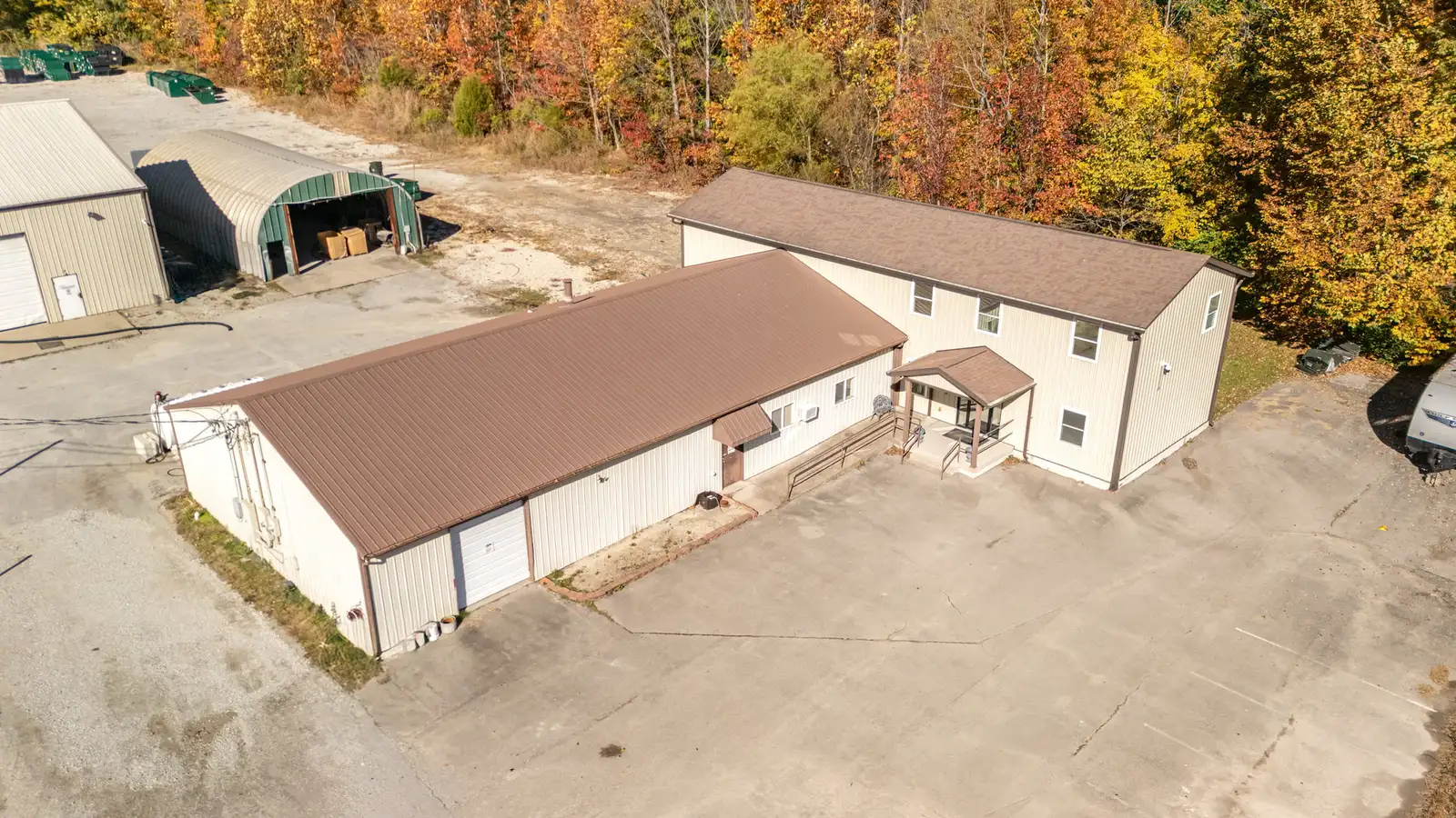 Aerial view of the 5.7-acre industrial property at 3665 Coral Ridge Road in Brooks, Kentucky